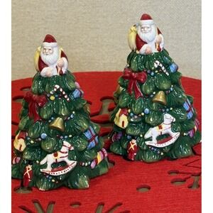 Copeland Spode Christmas Tree & Santa Salt & Pepper Hand Painted Ceramic 2005